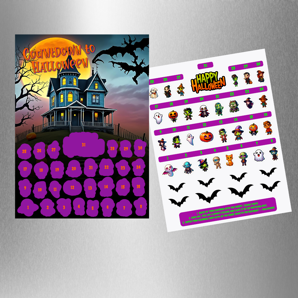 π Halloween Countdown Magnetic Advent Calendar for Kids β Haunted House Sticker Fun! π»