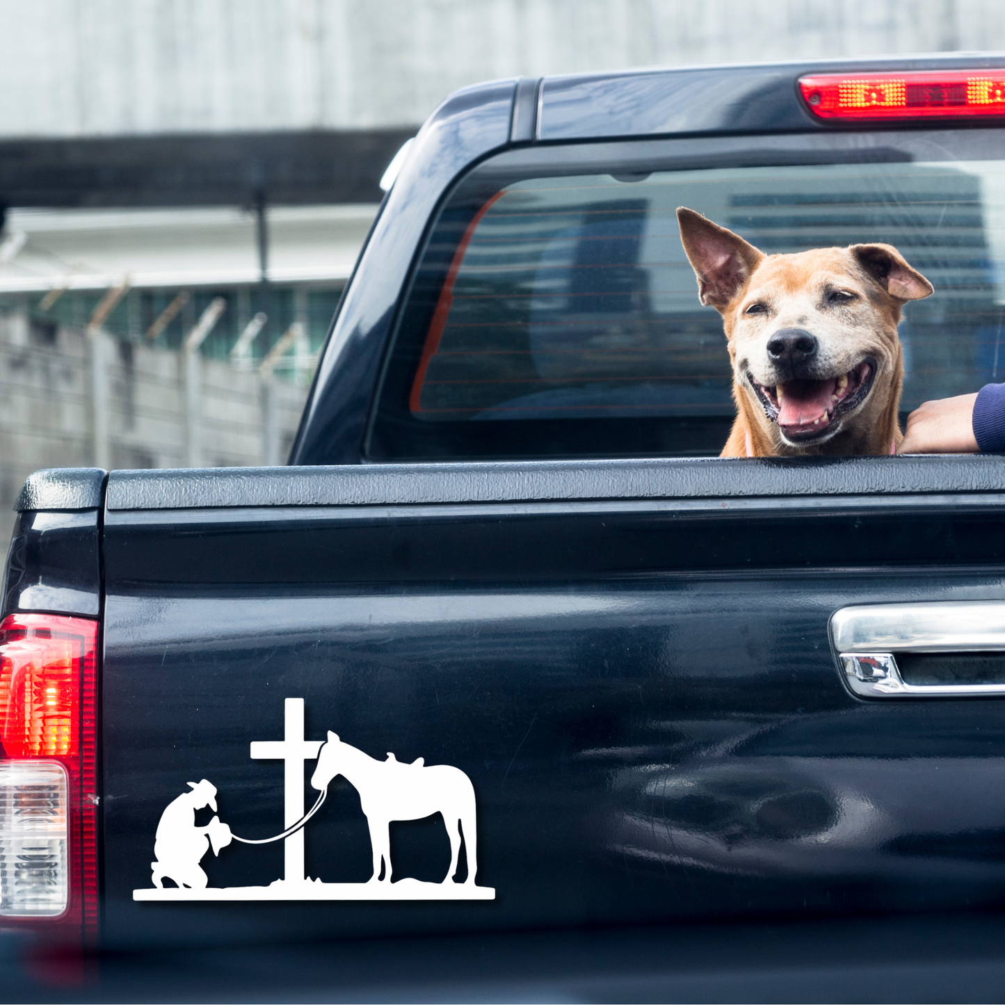 Praying Man Horse Decal - Premium Faith Car Sticker