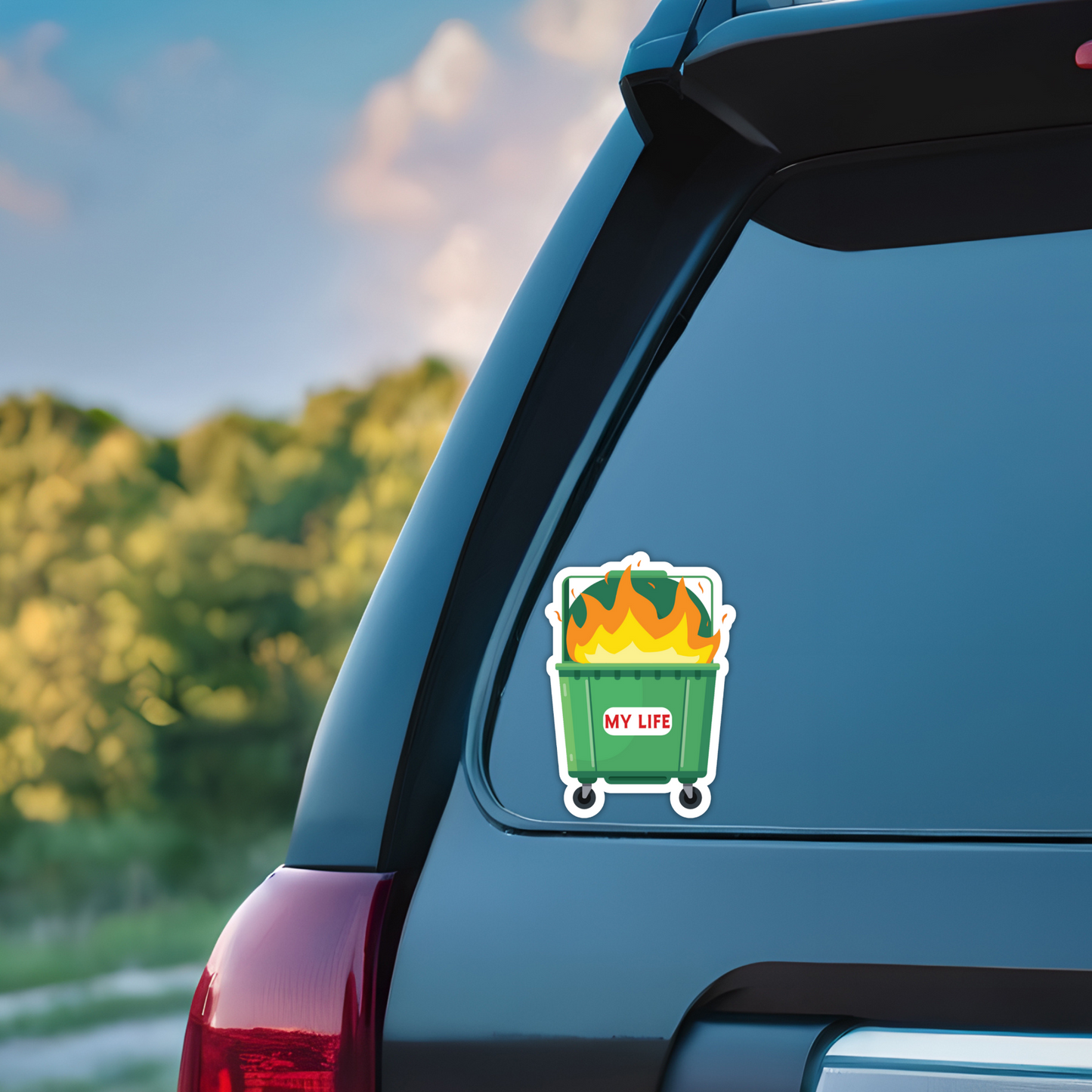 My Life Is A Dumpster Fire Sarcastic Vinyl Sticker - Waterproof, UV Resistant, Durable