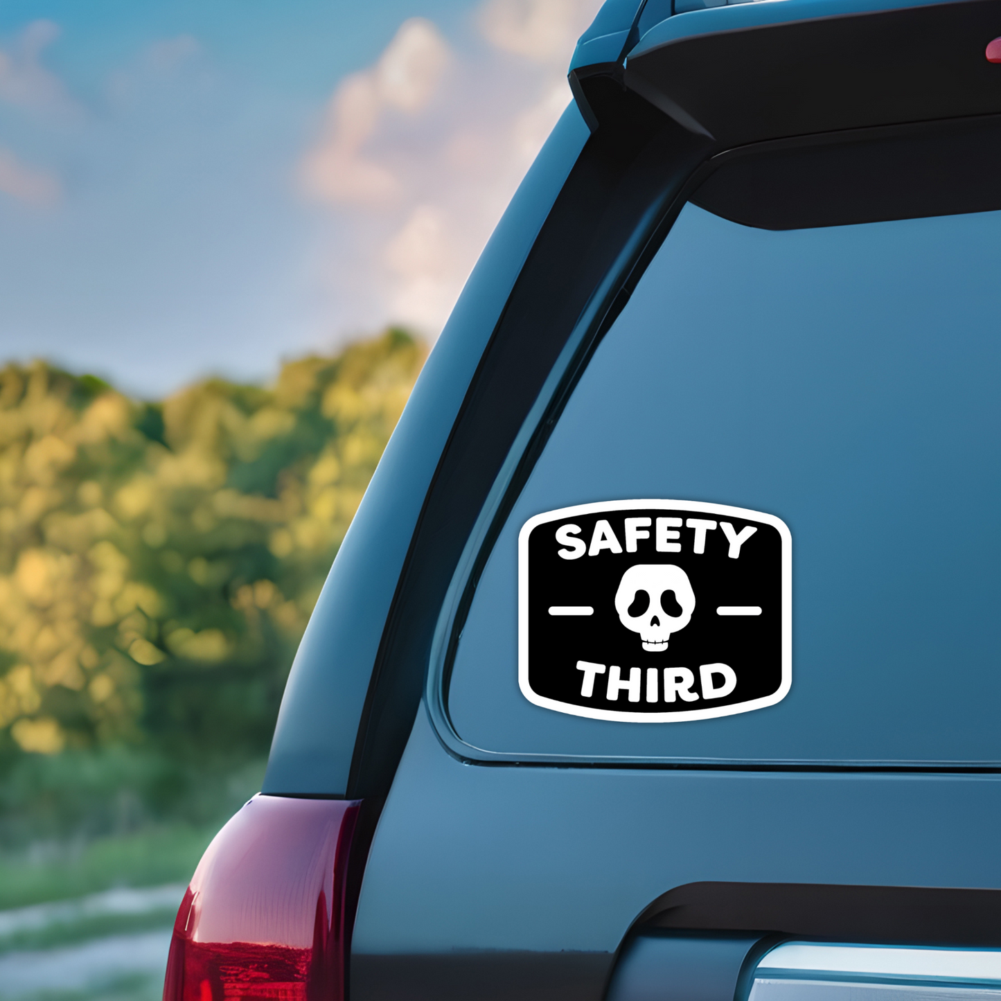 SAFETY THIRD Funny Sarcastic Vinyl Sticker – Waterproof, UV Resistant, Durable