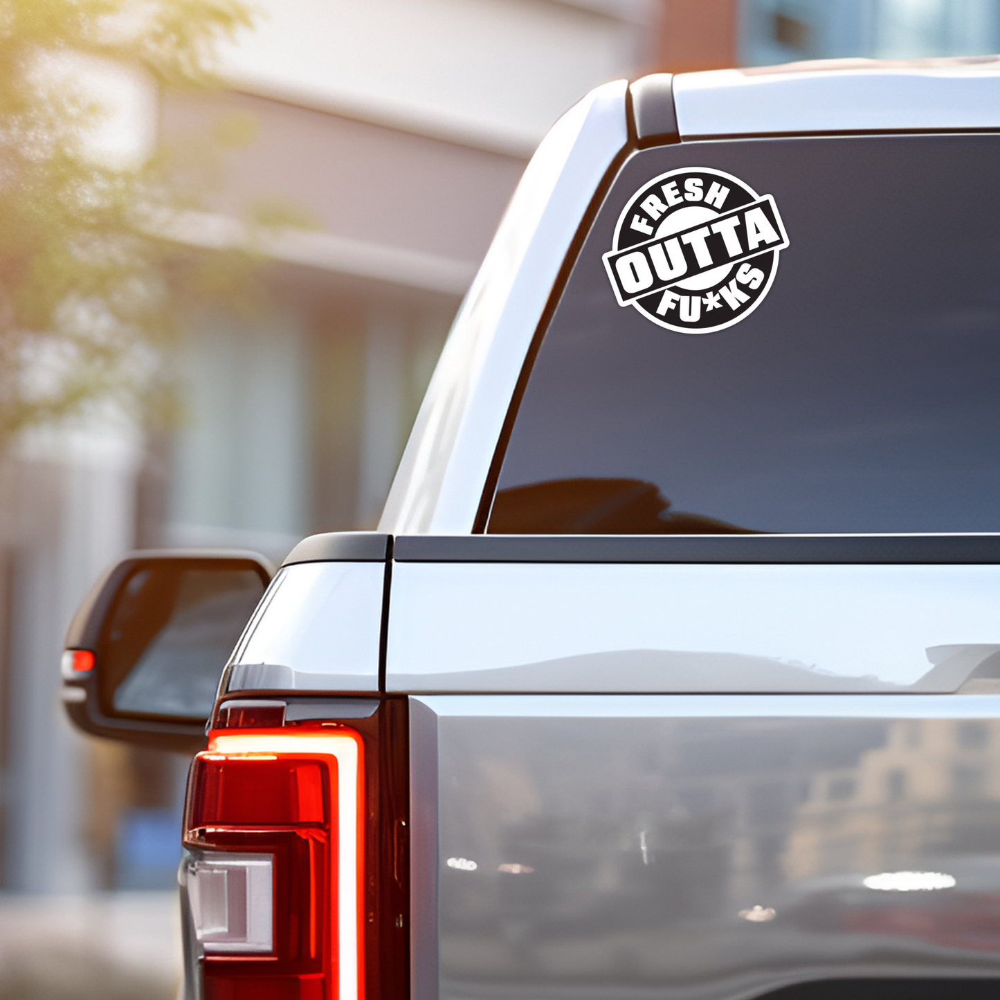 Fresh Outta Fucks Funny Vinyl Sticker – Waterproof, UV Resistant, Durable