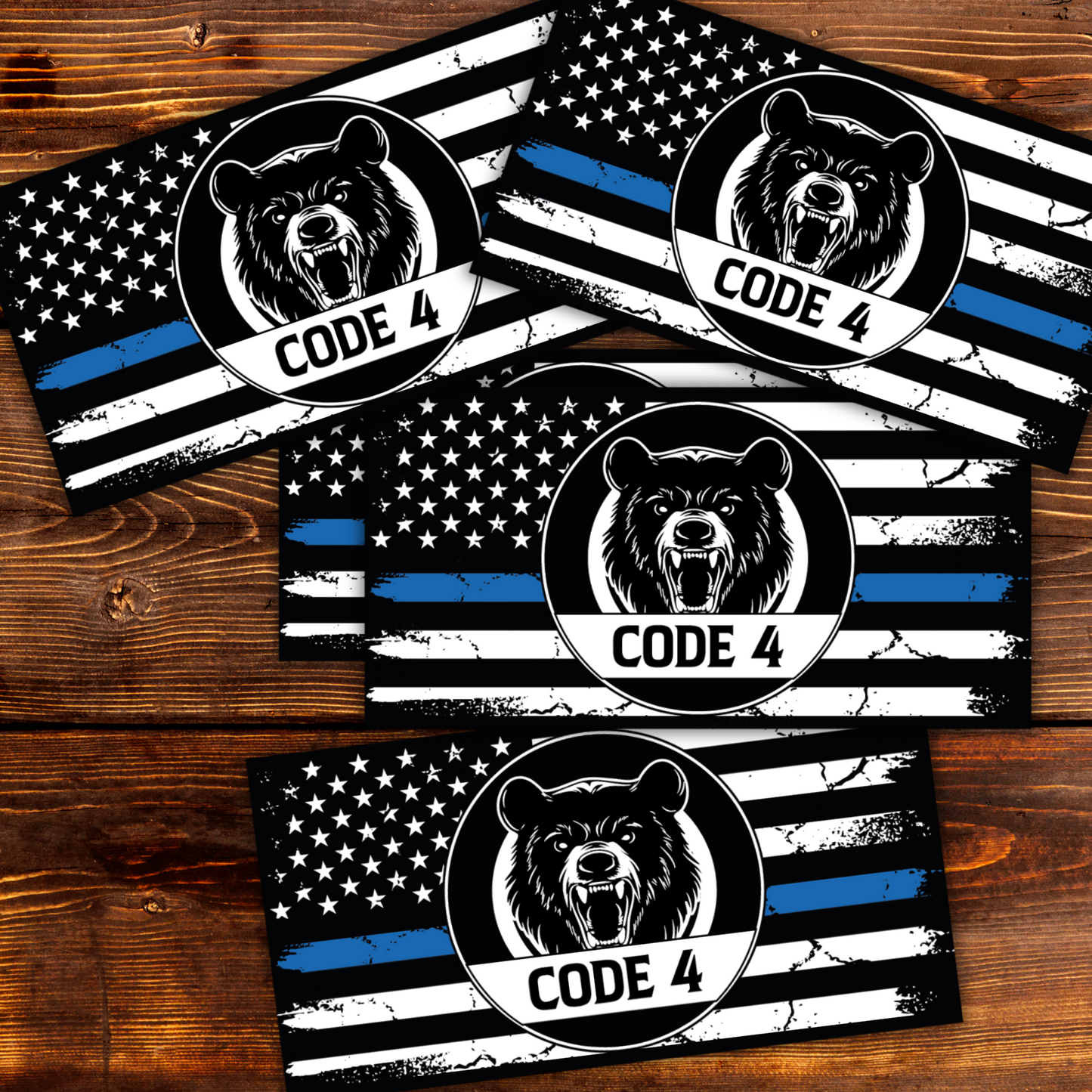 Thin Blue Line Sticker - Code 4 Back The Blue Premium Vehicle Decal Pack Bumper Sticker