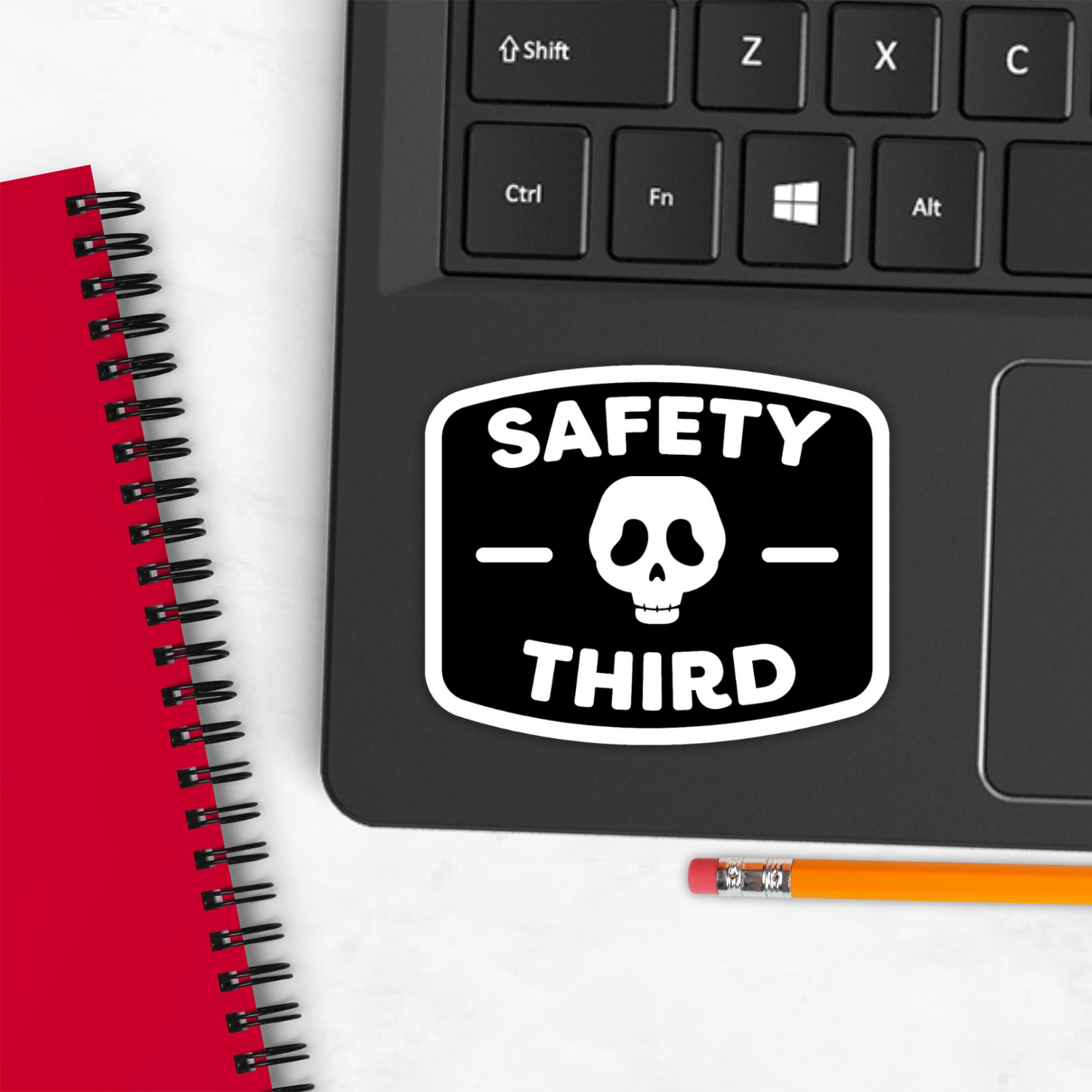 SAFETY THIRD Funny Sarcastic Vinyl Sticker – Waterproof, UV Resistant, Durable