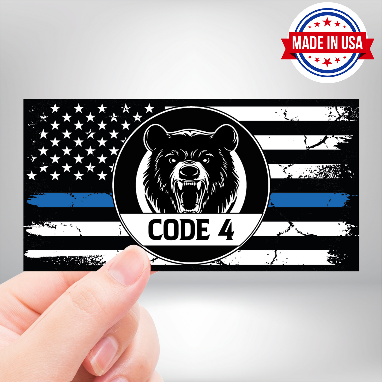Thin Blue Line Sticker - Code 4 Back The Blue Premium Vehicle Decal Pack Bumper Sticker