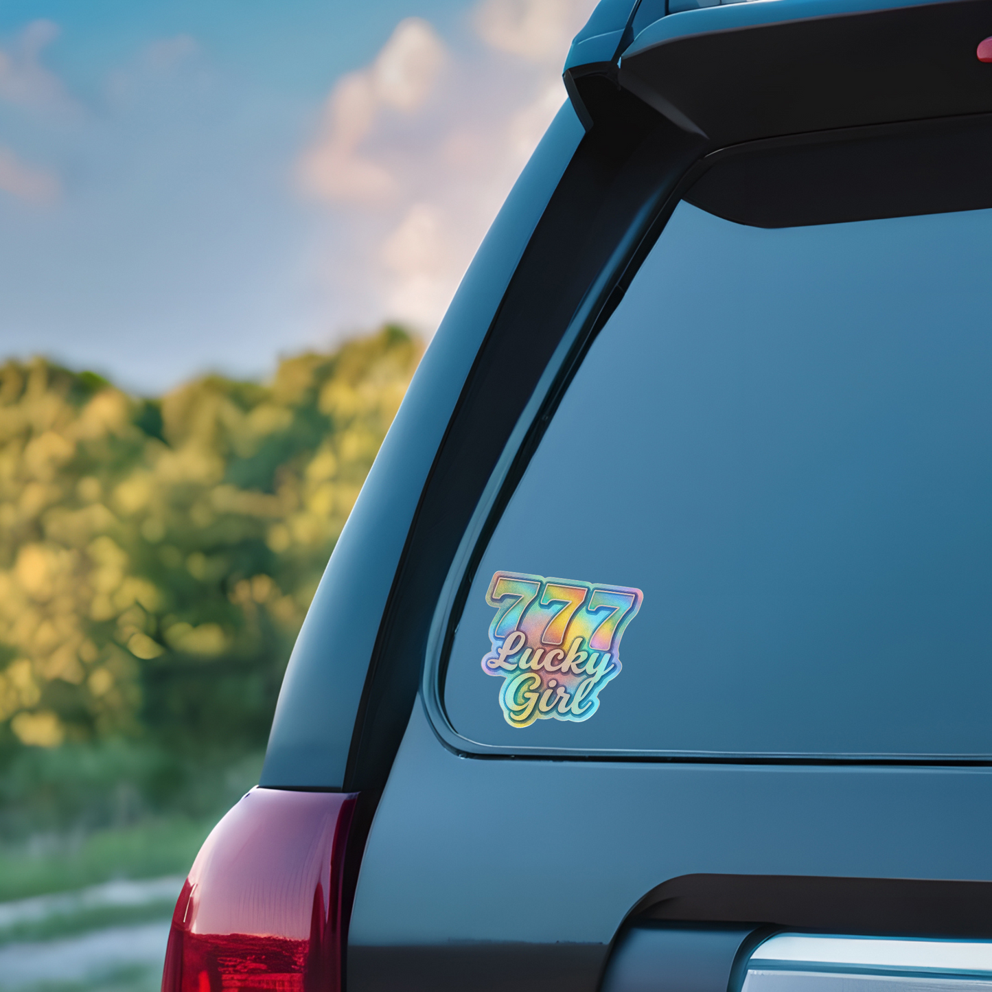 3PC 777 Lucky Girl Holographic Stickers - Waterproof Vinyl Decal with Angel Numbers 777