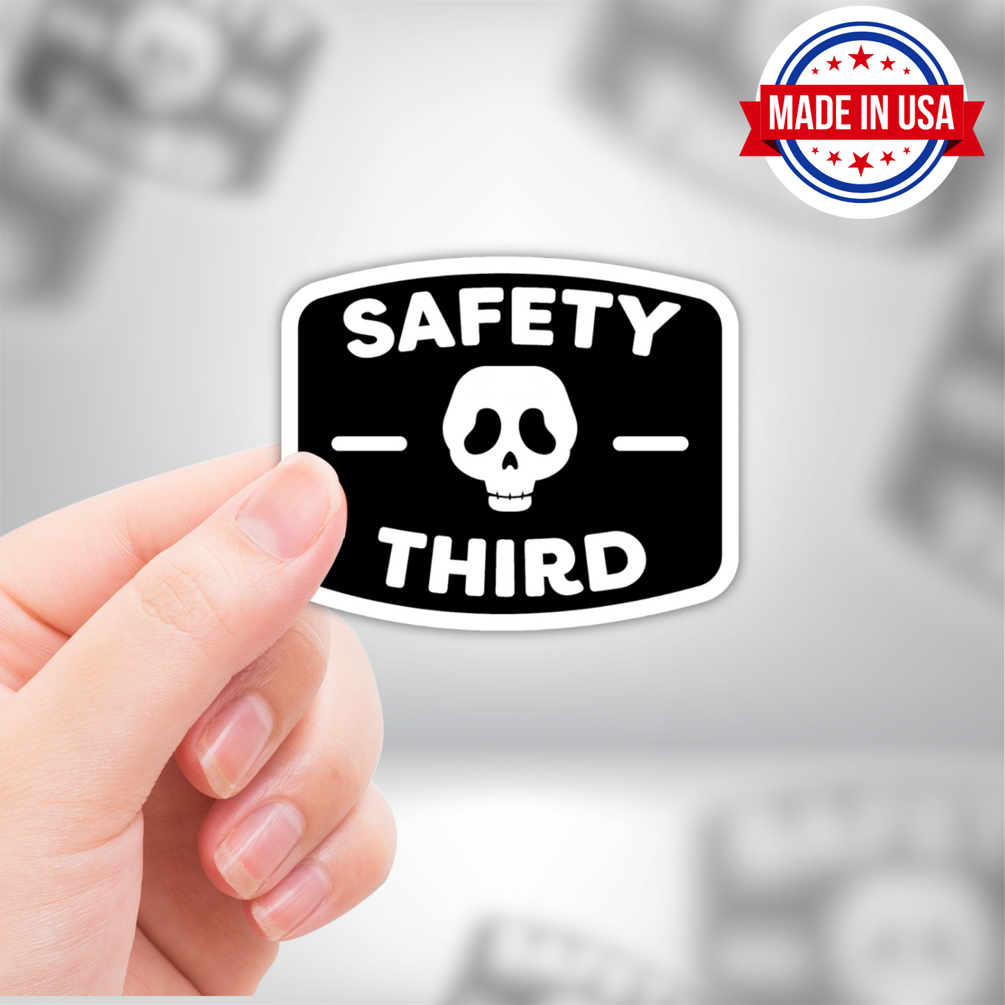 SAFETY THIRD Funny Sarcastic Vinyl Sticker – Waterproof, UV Resistant, Durable