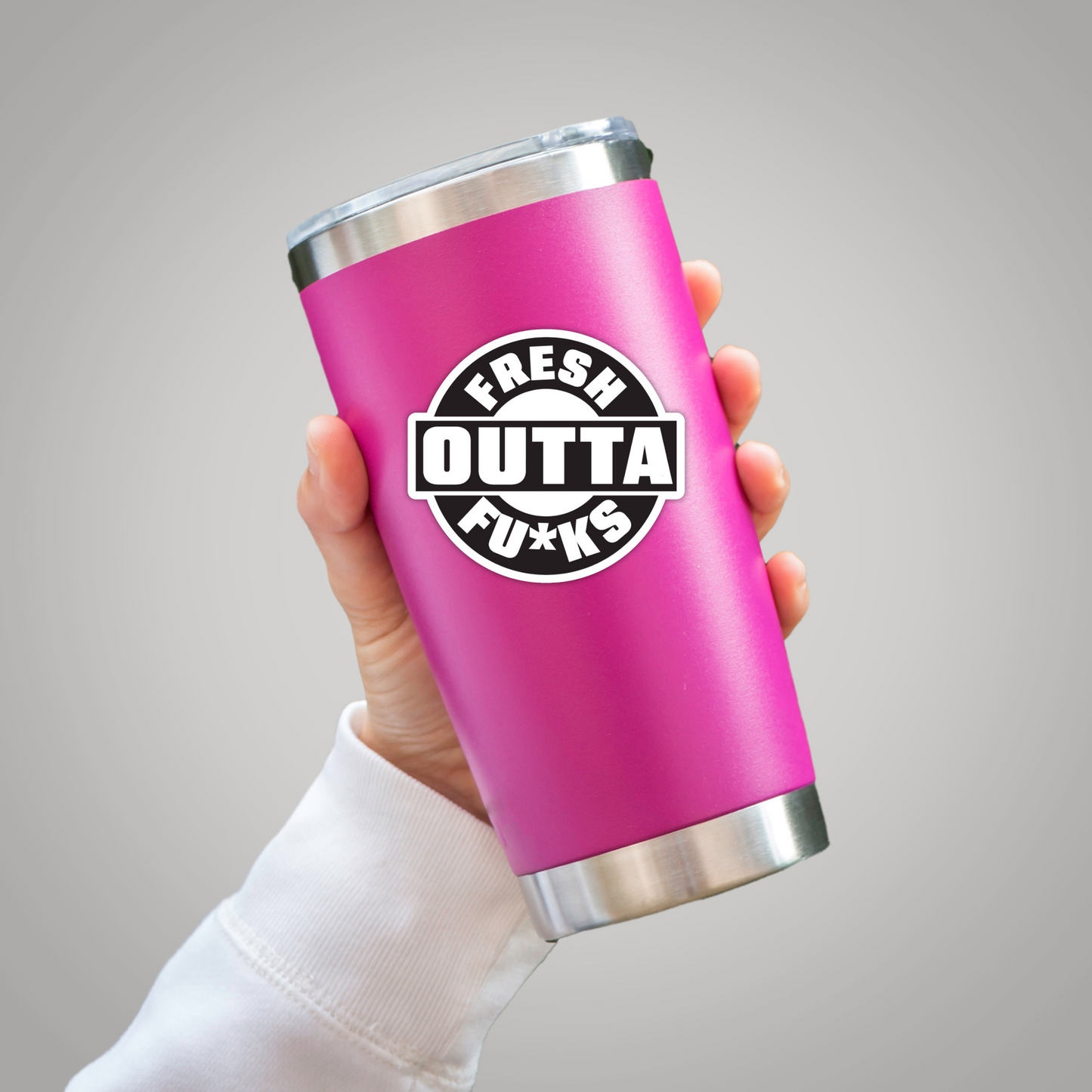 Fresh Outta Fucks Funny Vinyl Sticker – Waterproof, UV Resistant, Durable