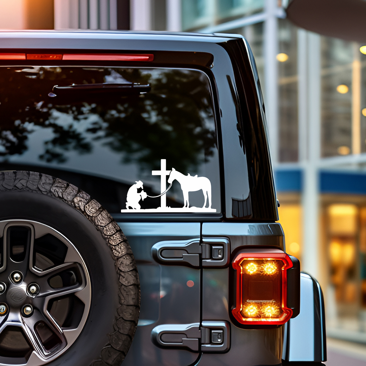 Praying Man Horse Decal - Premium Faith Car Sticker