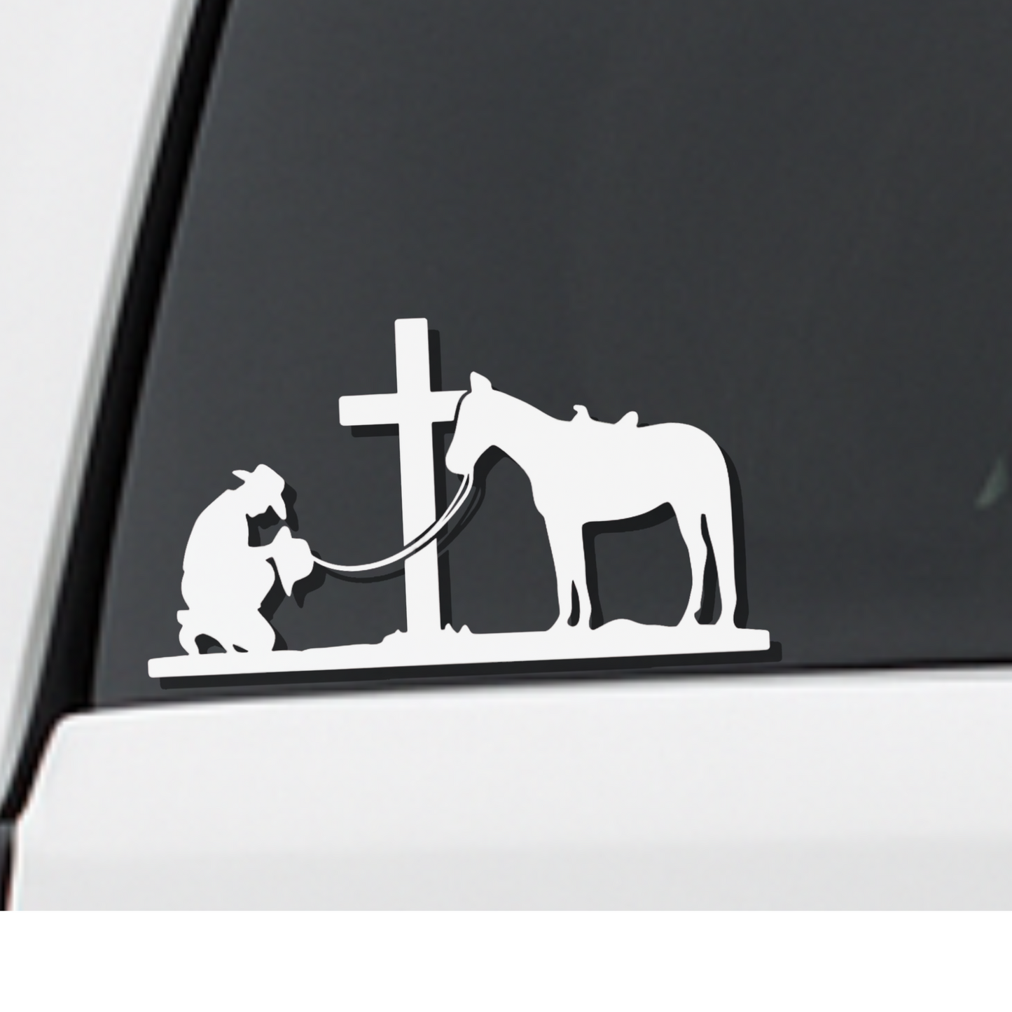 Praying Man Horse Decal - Premium Faith Car Sticker