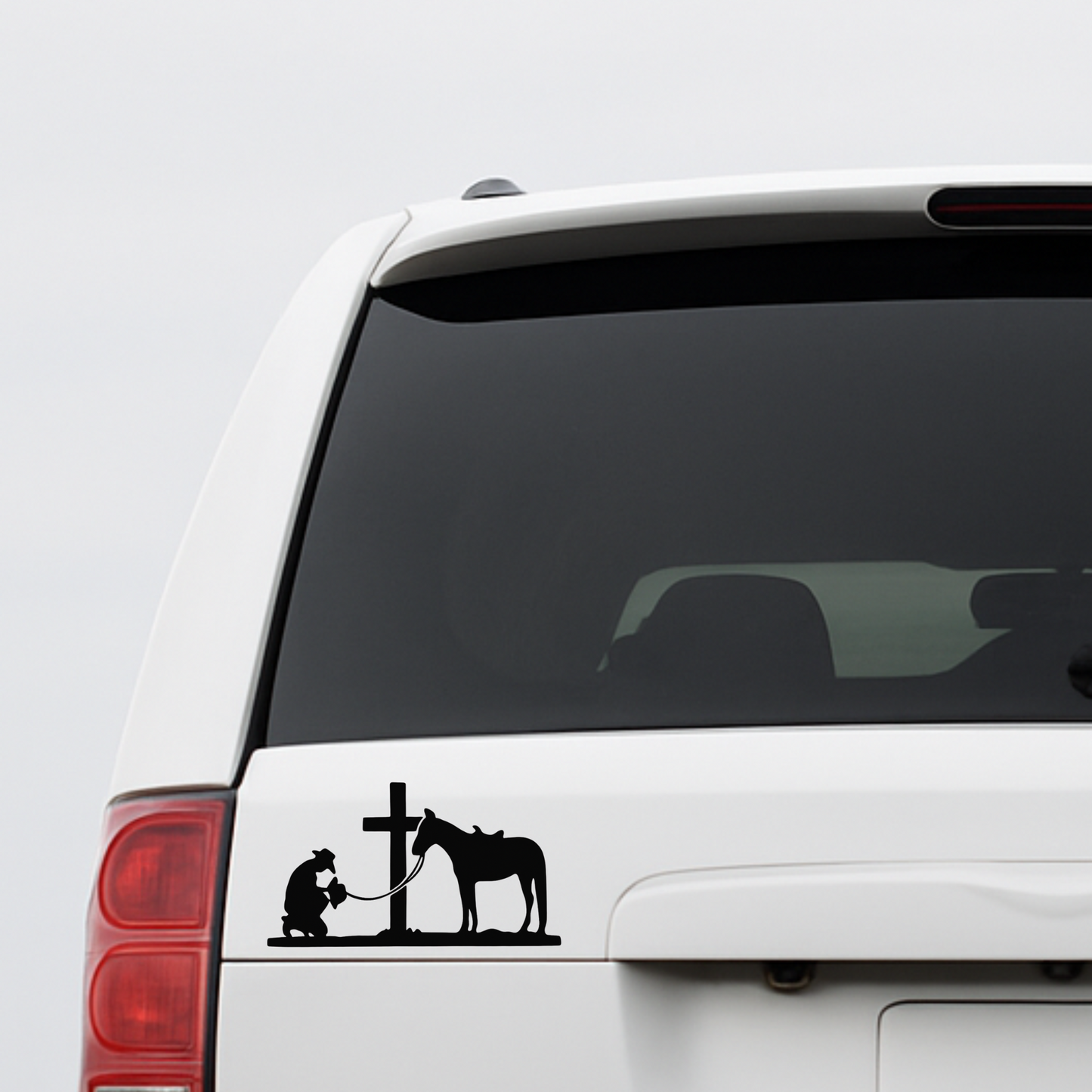 Praying Man Horse Decal - Premium Faith Car Sticker