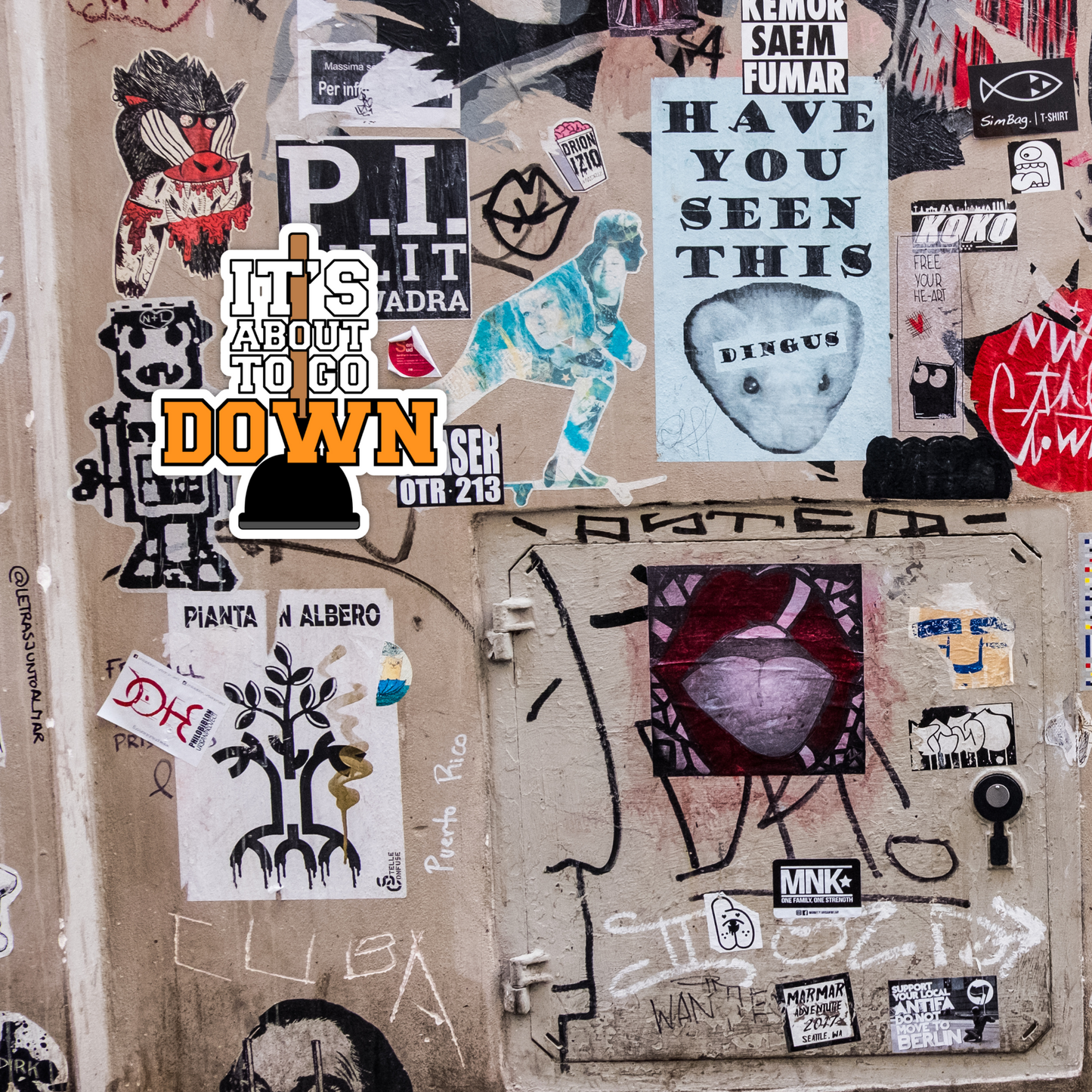 It's About To Go Down Funny Plunger Poop Vinyl Sticker - Waterproof, UV Resistant, Durable