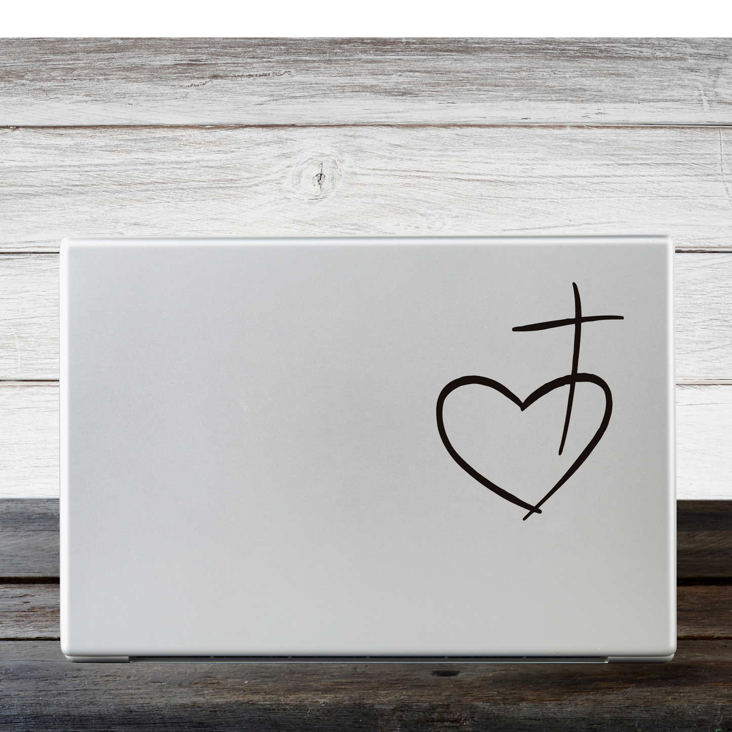 Christian Heart Cross Decal / Calcomanía Cristiana Corazón y Cruz – Vinyl Sticker for Laptop, Car, or Window