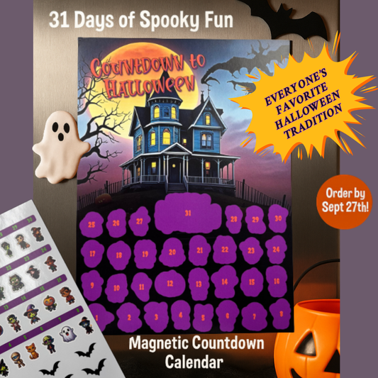 🎃 Halloween Countdown Magnetic Advent Calendar for Kids – Haunted House Sticker Fun! 👻