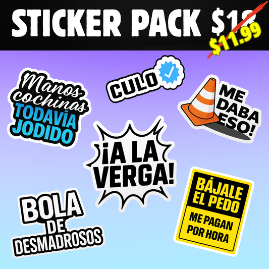 Blue Collar Spanish Sticker Pack - 6 Hilarious Universal Hard Hat Stickers & Car Stickers for Hard Hats, Coolers, Hydroflasks & Trucks