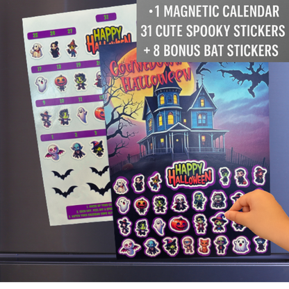 🎃 Halloween Countdown Magnetic Advent Calendar for Kids – Haunted House Sticker Fun! 👻