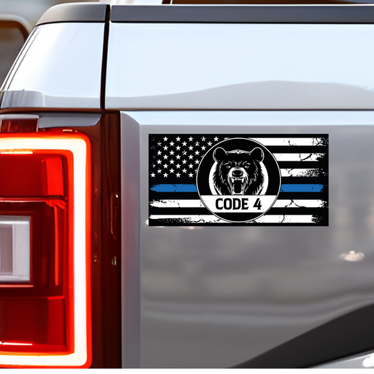 Thin Blue Line Sticker - Code 4 Back The Blue Premium Vehicle Decal Pack Bumper Sticker