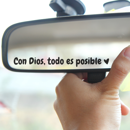 🙏✨ Fe en el Camino 🚗 Sticker Inspirador ✨ Con Dios, todo es posible 💖 Sticker Retrovisor