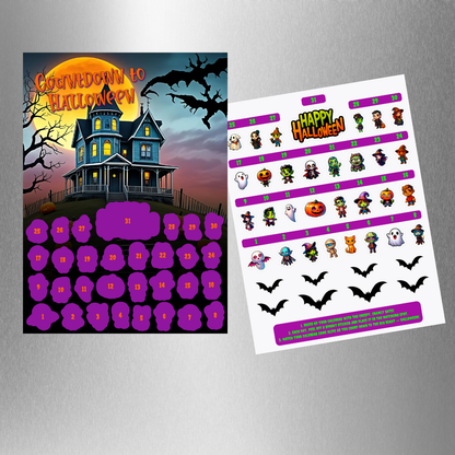 🎃 Halloween Countdown Magnetic Advent Calendar for Kids – Haunted House Sticker Fun! 👻