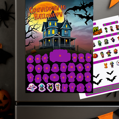 🎃 Halloween Countdown Magnetic Advent Calendar for Kids – Haunted House Sticker Fun! 👻