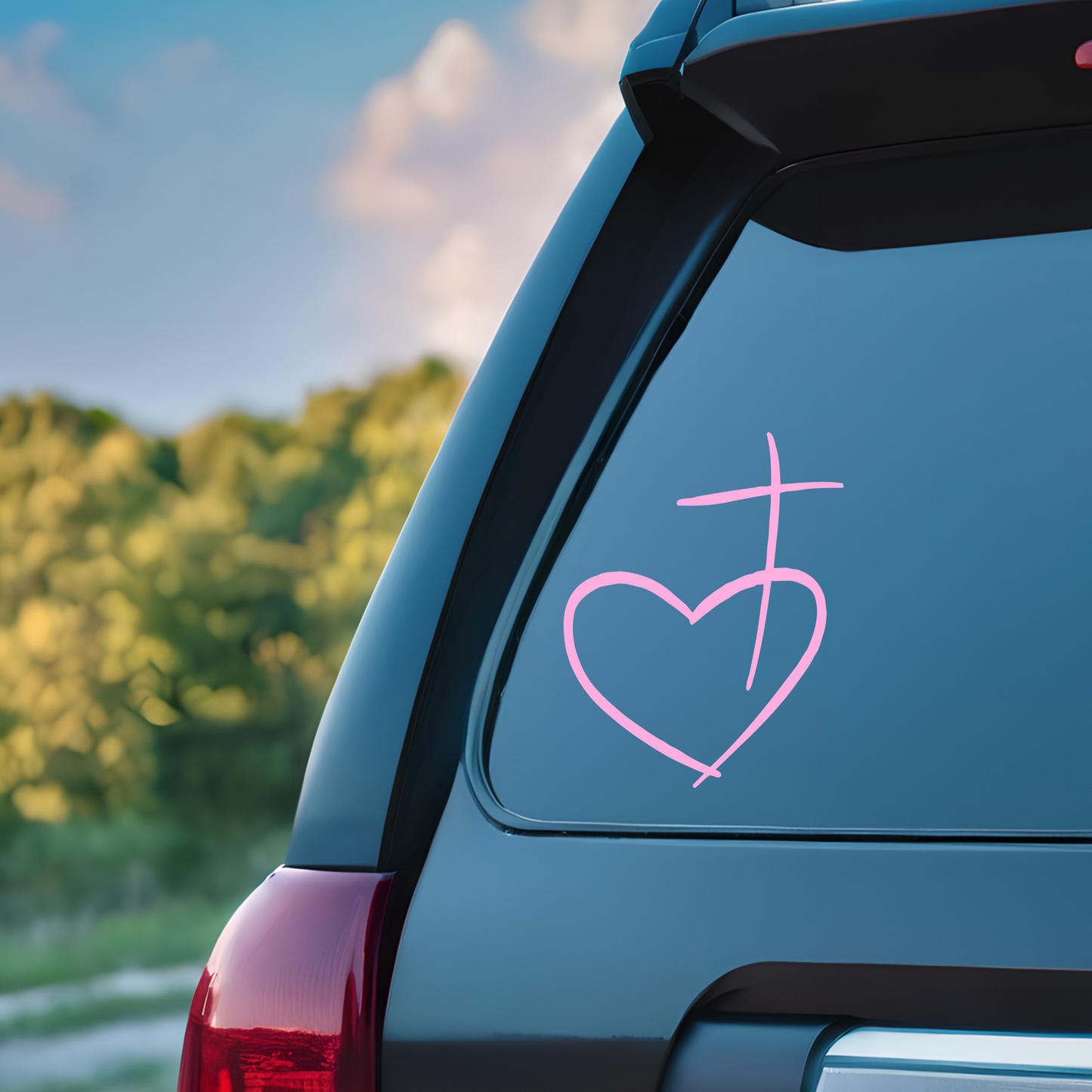 Christian Heart Cross Decal / Calcomanía Cristiana Corazón y Cruz – Vinyl Sticker for Laptop, Car, or Window
