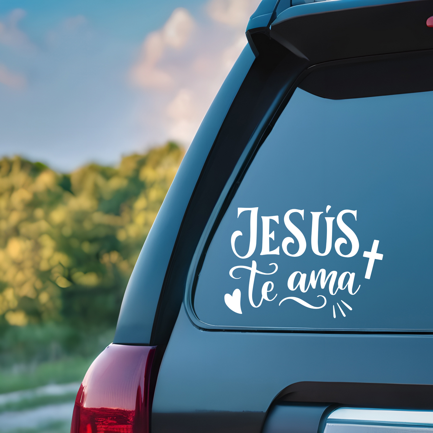 Calcomanía Cristiana para Auto – Jesús Te Ama – Sticker Religioso Vinilo Resistente Car Sticker