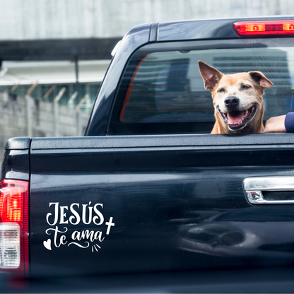 Calcomanía Cristiana para Auto – Jesús Te Ama – Sticker Religioso Vinilo Resistente Car Sticker