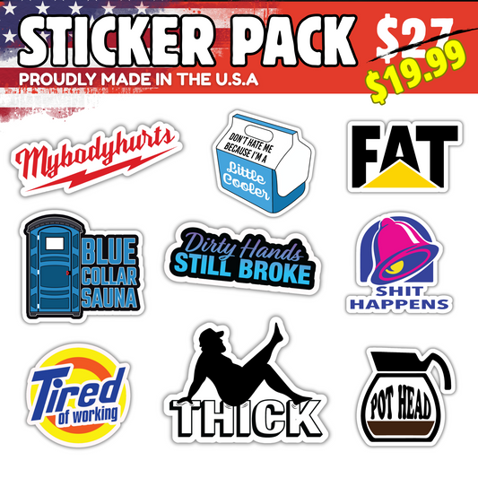 Blue Collar Breakdown Pack - 9 Hilarious Stickers for the Worn-Out Tradesmen