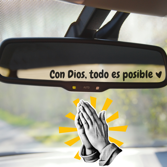 🙏✨ Fe en el Camino 🚗 Sticker Inspirador ✨ Con Dios, todo es posible 💖 Sticker Retrovisor