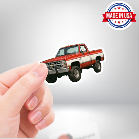 Chevy Square Body Red & White Truck Vinyl Sticker - Waterproof, UV Resistant, Durable