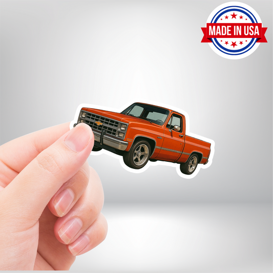 Chevy Square Body Red Truck Vinyl Sticker - Waterproof, UV Resistant, Durable