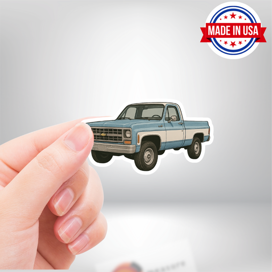 Chevy Square Body blue & White Truck Vinyl Sticker - Waterproof, UV Resistant, Durable
