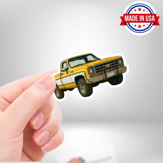 Chevy Square Body Yellow & White Truck Vinyl Sticker - Waterproof, UV Resistant, Durable