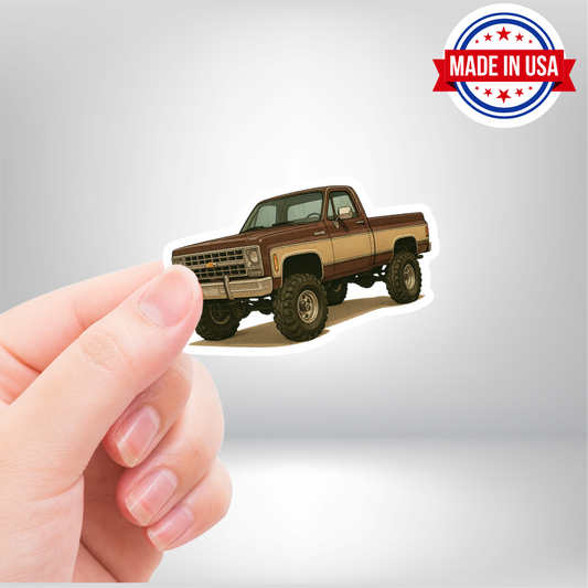 Chevy Square Body Brown & White Truck Vinyl Sticker - Waterproof, UV Resistant, Durable