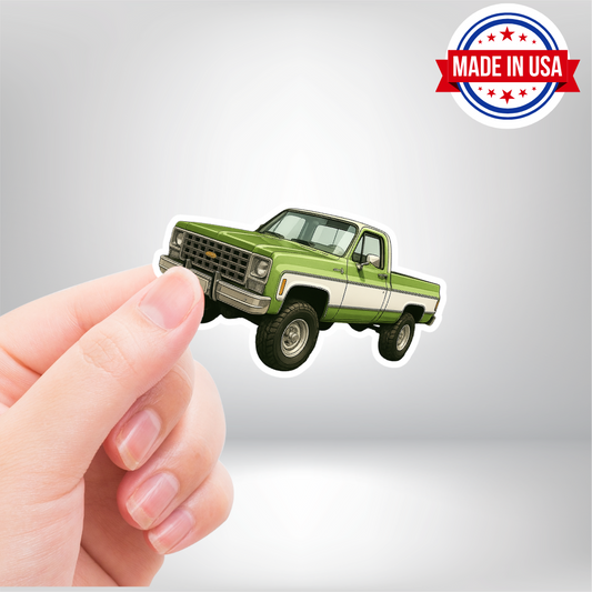 Chevy Square Body Green & White Truck Vinyl Sticker - Waterproof, UV Resistant, Durable