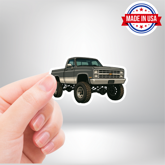 Chevy Square Body Gray & White Truck Vinyl Sticker - Waterproof, UV Resistant, Durable