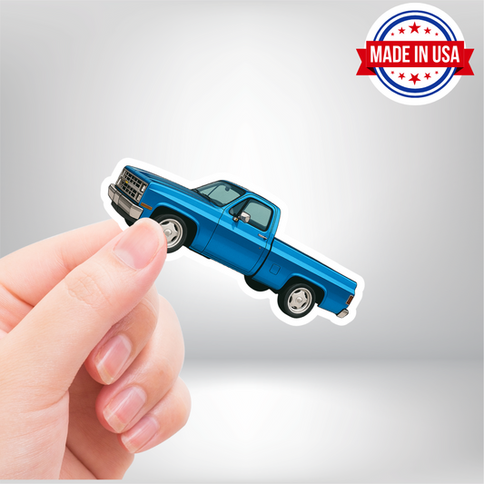 Chevy Square Body Blue Truck Vinyl Sticker - Waterproof, UV Resistant, Durable