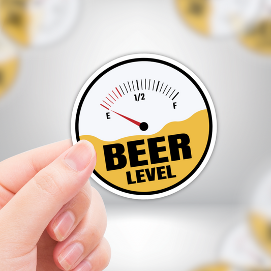 BEER Level: Empty Funny Vinyl Sticker – Waterproof, UV Resistant, Durable