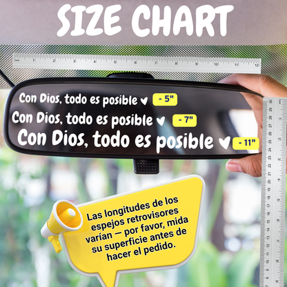 🙏✨ Fe en el Camino 🚗 Sticker Inspirador ✨ Con Dios, todo es posible 💖 Sticker Retrovisor