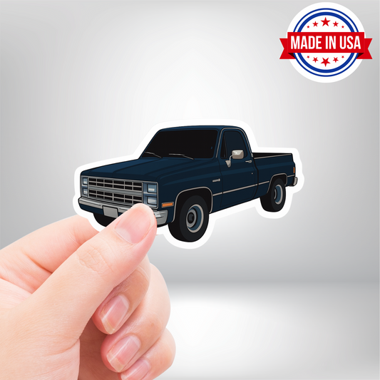 Navy Blue Chevy Square Body Truck Vinyl Sticker - Waterproof, UV Resistant, Durable