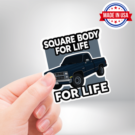 Square Body For Life - Chevy Square Navy Blue Body Truck Vinyl Stickers - Waterproof, UV Resistant, Durable