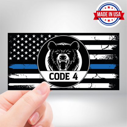Thin Blue Line Sticker - Code 4 Back The Blue Premium Vehicle Decal Pack Bumper Sticker