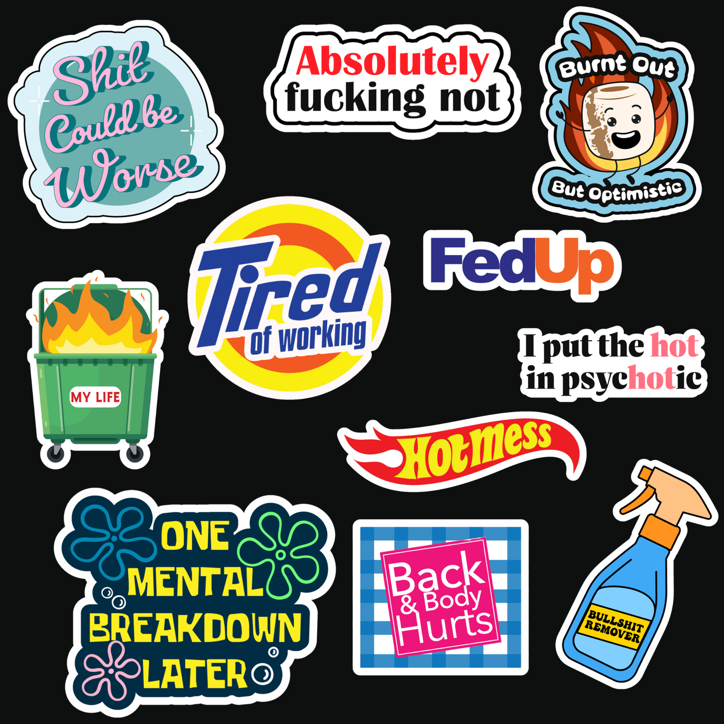 Funny Mom Sticker Pack – 11 Hilarious Stickers for Moms with a Sense of Humor | Mother’s Day Gift
