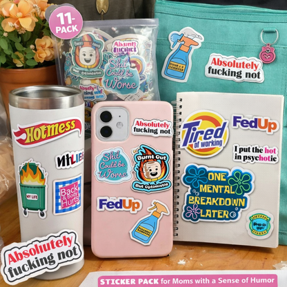 Funny Mom Sticker Pack – 11 Hilarious Stickers for Moms with a Sense of Humor | Mother’s Day Gift