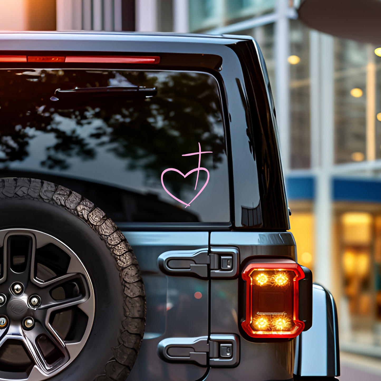 Christian Heart Cross Decal / Calcomanía Cristiana Corazón y Cruz – Vinyl Sticker for Laptop, Car, or Window