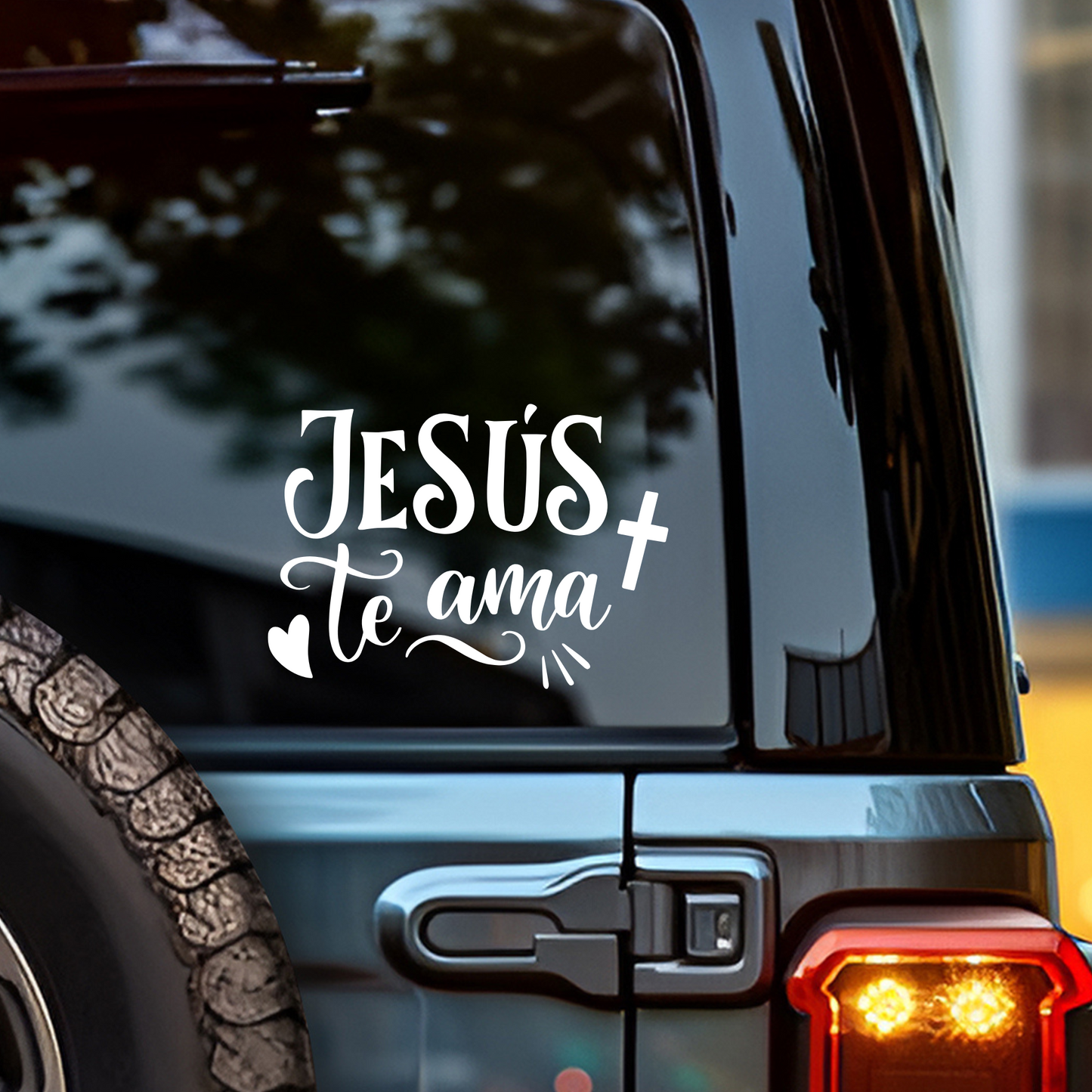 Calcomanía Cristiana para Auto – Jesús Te Ama – Sticker Religioso Vinilo Resistente Car Sticker
