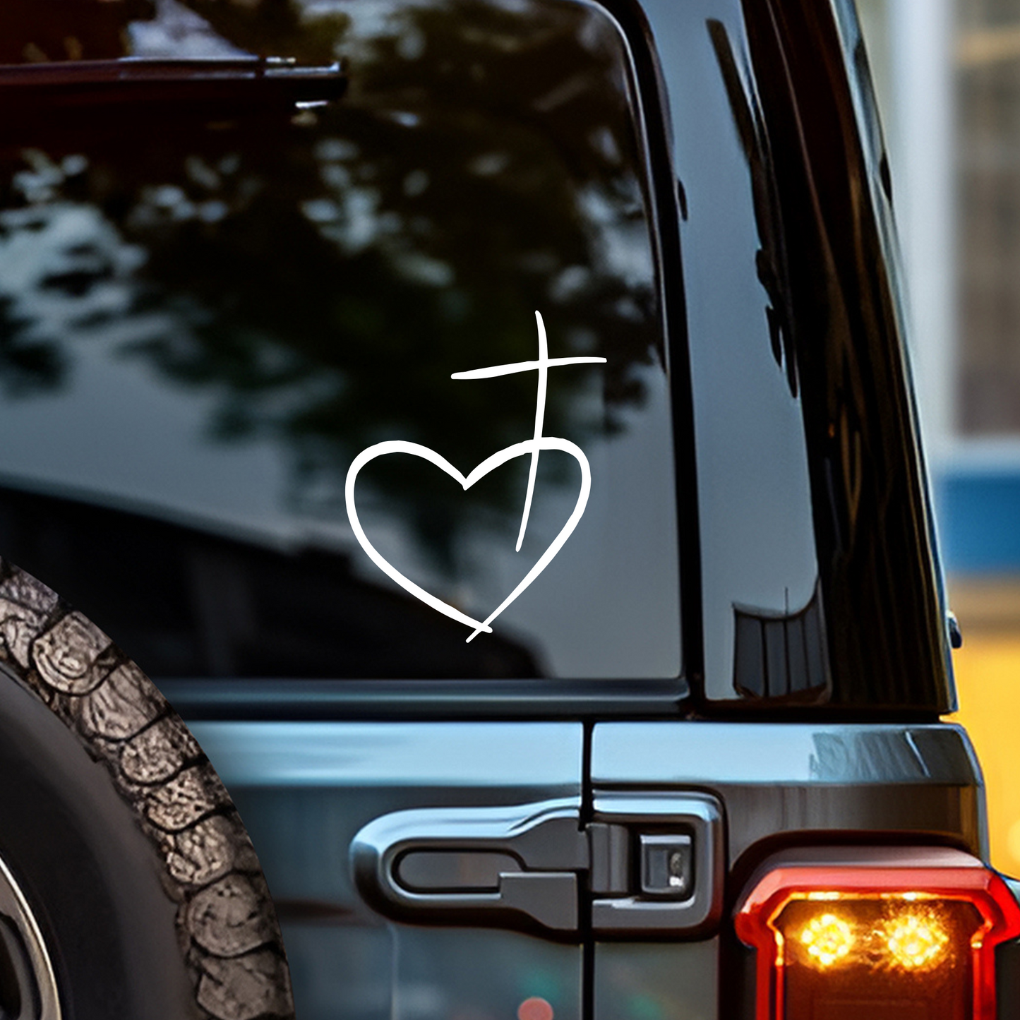 Christian Heart Cross Decal / Calcomanía Cristiana Corazón y Cruz – Vinyl Sticker for Laptop, Car, or Window