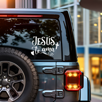 Calcomanía Cristiana para Auto – Jesús Te Ama – Sticker Religioso Vinilo Resistente Car Sticker