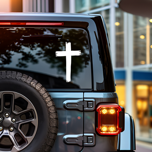 Christian Cross Car Decal / Calcomanía de Cruz Cristiana – Vinyl Sticker for Auto, Window, Laptop