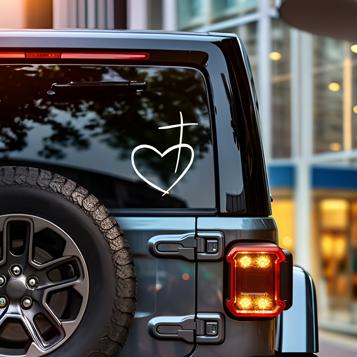 Christian Heart Cross Decal / Calcomanía Cristiana Corazón y Cruz – Vinyl Sticker for Laptop, Car, or Window