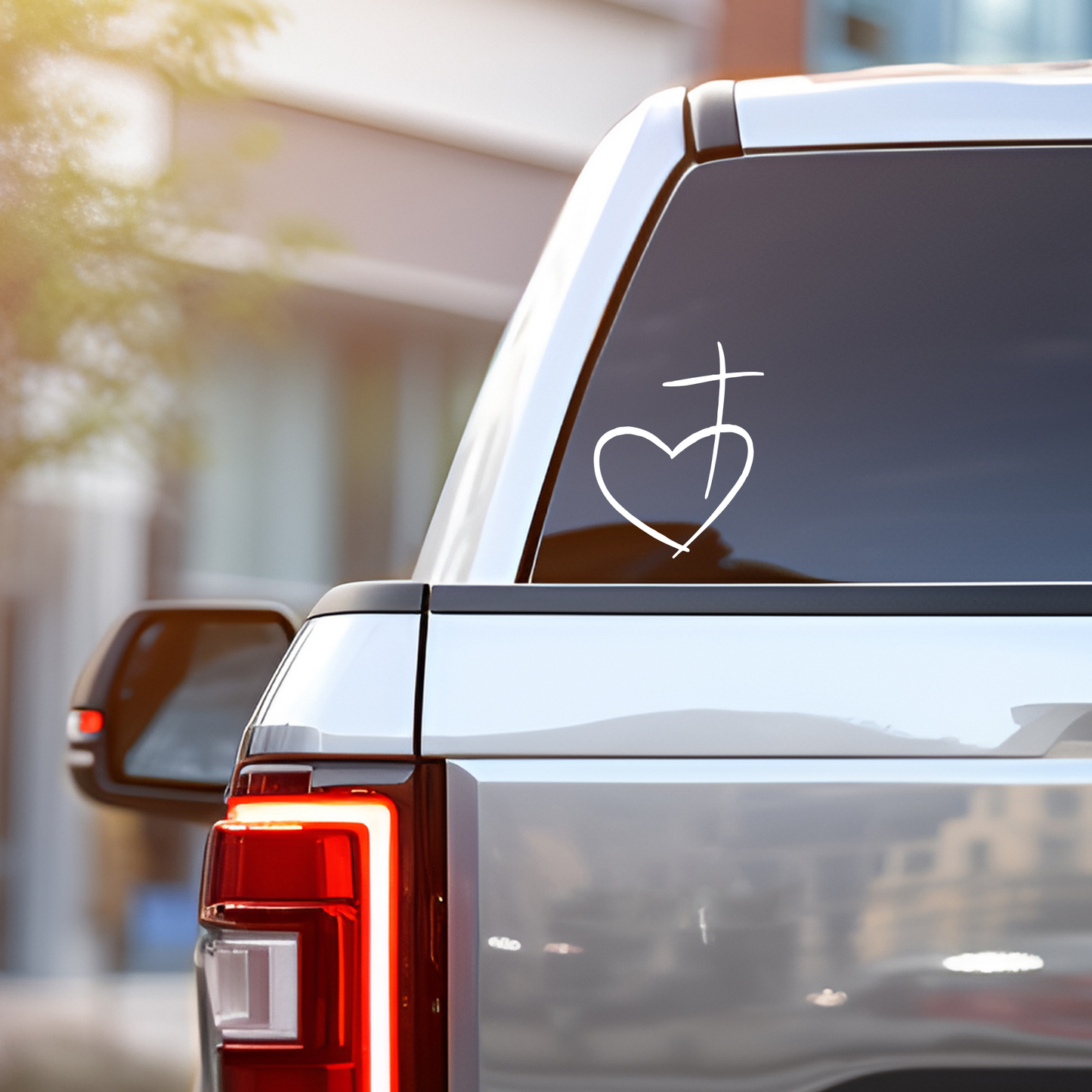 Christian Heart Cross Decal / Calcomanía Cristiana Corazón y Cruz – Vinyl Sticker for Laptop, Car, or Window